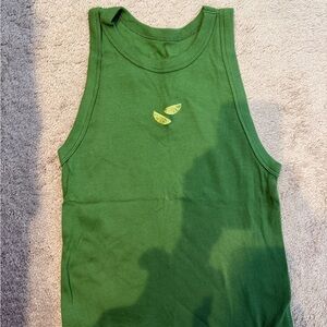 Green Tank Top with Lime Embroidery